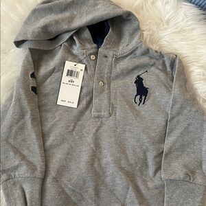 Ralph Lauren big pony gray toddler button up hoodie